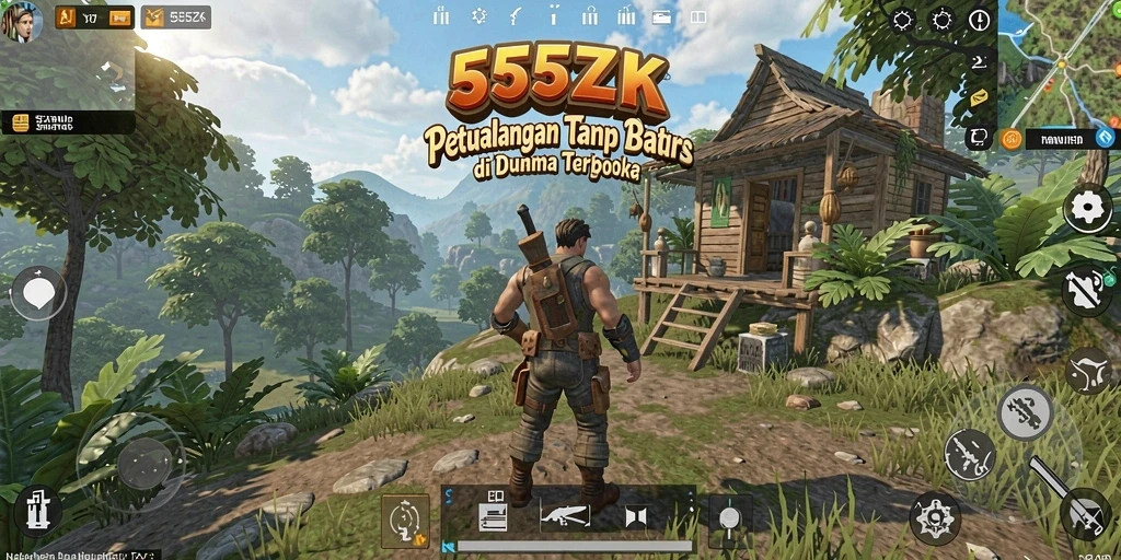 Screenshot gameplay 555ZK menampilkan petualangan dunia terbuka yang menakjubkan.