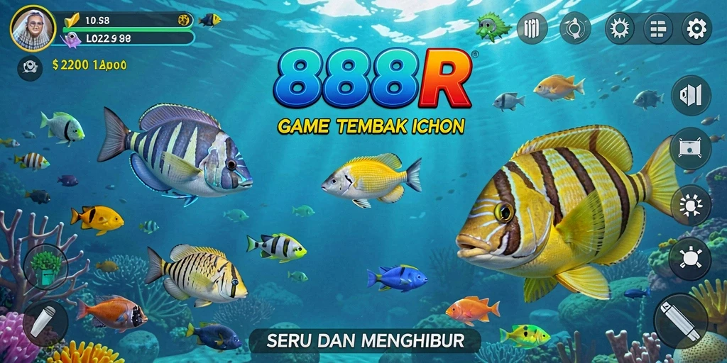 Screenshot gameplay menampilkan aksi seru menembak ikan di 888R.