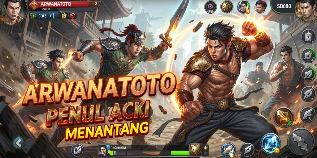 Tampilan gameplay seru dari ARWANATOTO dengan pertarungan yang mendebarkan.