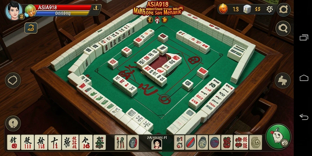 Screenshot gameplay ASIA918 menampilkan aksi Mahjong yang seru.