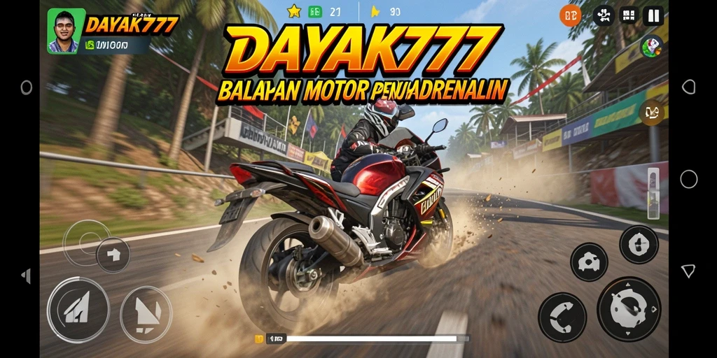 Tampilan gameplay balapan motor yang mendebarkan di DAYAK777.