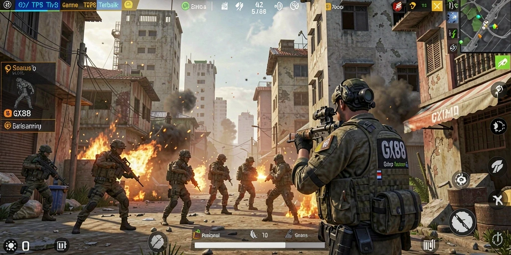 Gameplay menegangkan dalam aksi TPS yang intens.