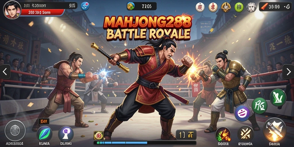 Tampilan gameplay seru di <strong>MAHJONG288</strong> dengan aksi Battle Royale.