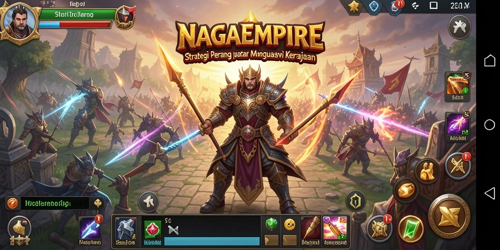 Tampilan gameplay <strong>NAGAEMPIRE</strong> menunjukkan pertempuran strategis yang menegangkan.
