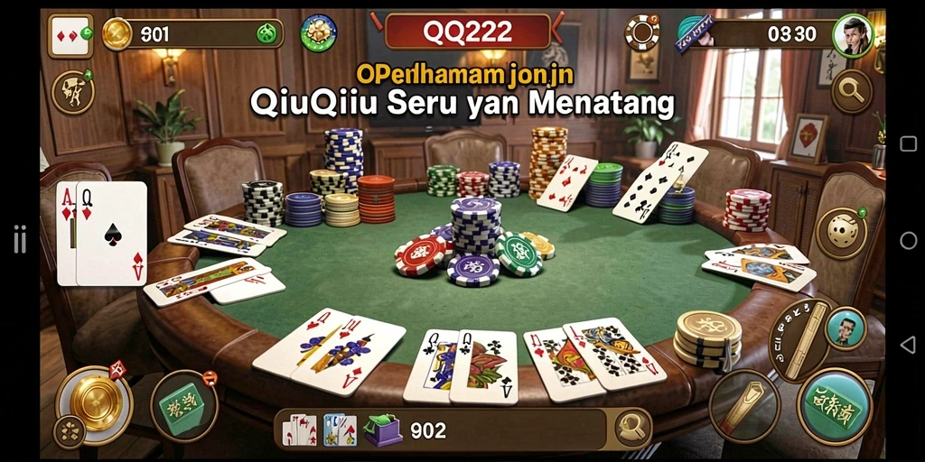 Tampilan gameplay QiuQiu yang menarik dan seru di QQ222.