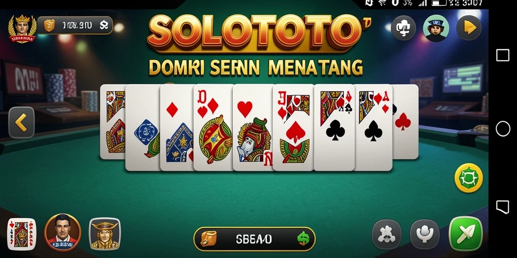 Screenshot SOLOTOTO menampilkan pemain yang sedang bermain domino dengan antarmuka yang menarik.