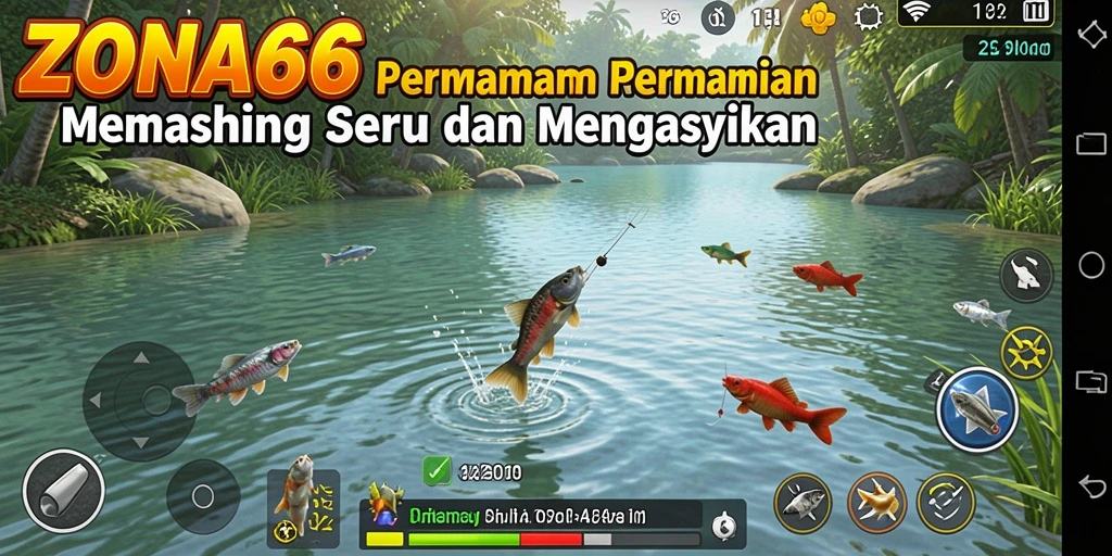 Gameplay ZONA66 dengan aksi memancing yang seru dan mendebarkan.